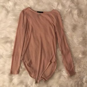blush pink ribbed bodysuit